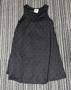 PPLA People's Project LA Girls Eyelet Dress Sleeveless Black Lined M 11-12 USA